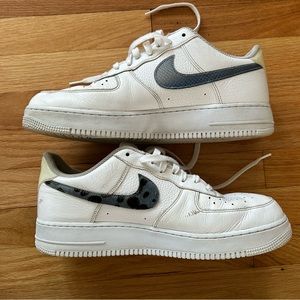 2019 Nike Air Force 1 Blue Snakeskin & Animal Print Fur (Size 13)